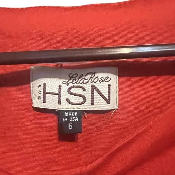 Lela Rose for HSN Belted Half Button Down Cotton Dress Size 6 Elbow Sleeves - Picture 2 of 8